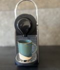 Tasses à café expresso ansée verte, en grès blanc