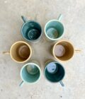 Tasses de café avec anses expresso artisanales en céramique grès blanc