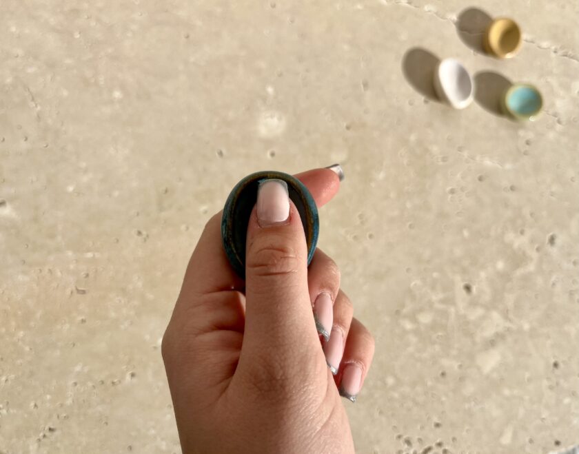 Worry stone en céramique, vert, anti-stress, pierre apaisante et relaxante